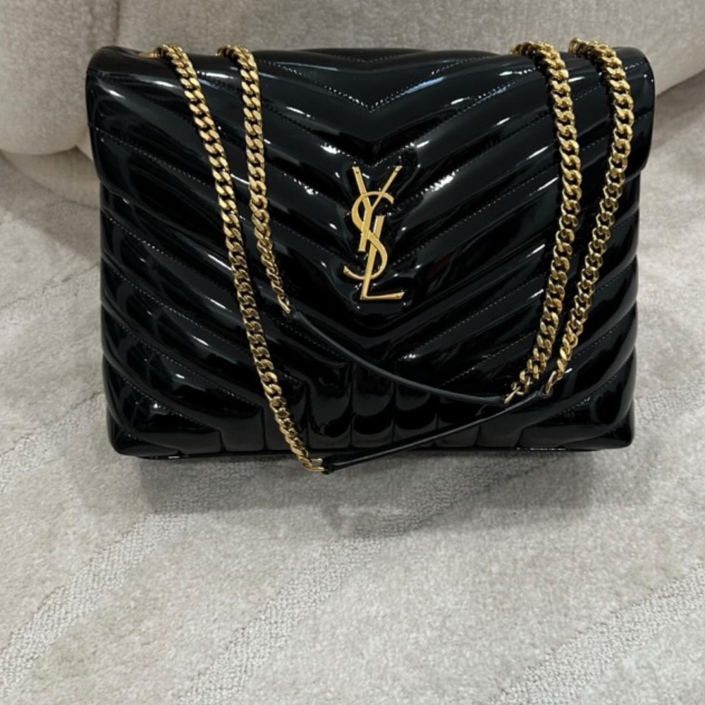 Yves Saint Laurent Black and Gold Quilted Shoulder bag